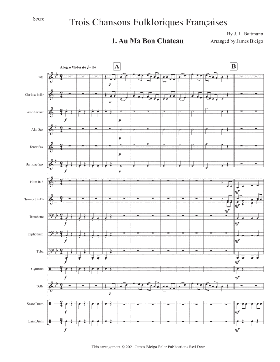 Trois Chansons Folkloriques Françaises (arr. James Bicigo)
