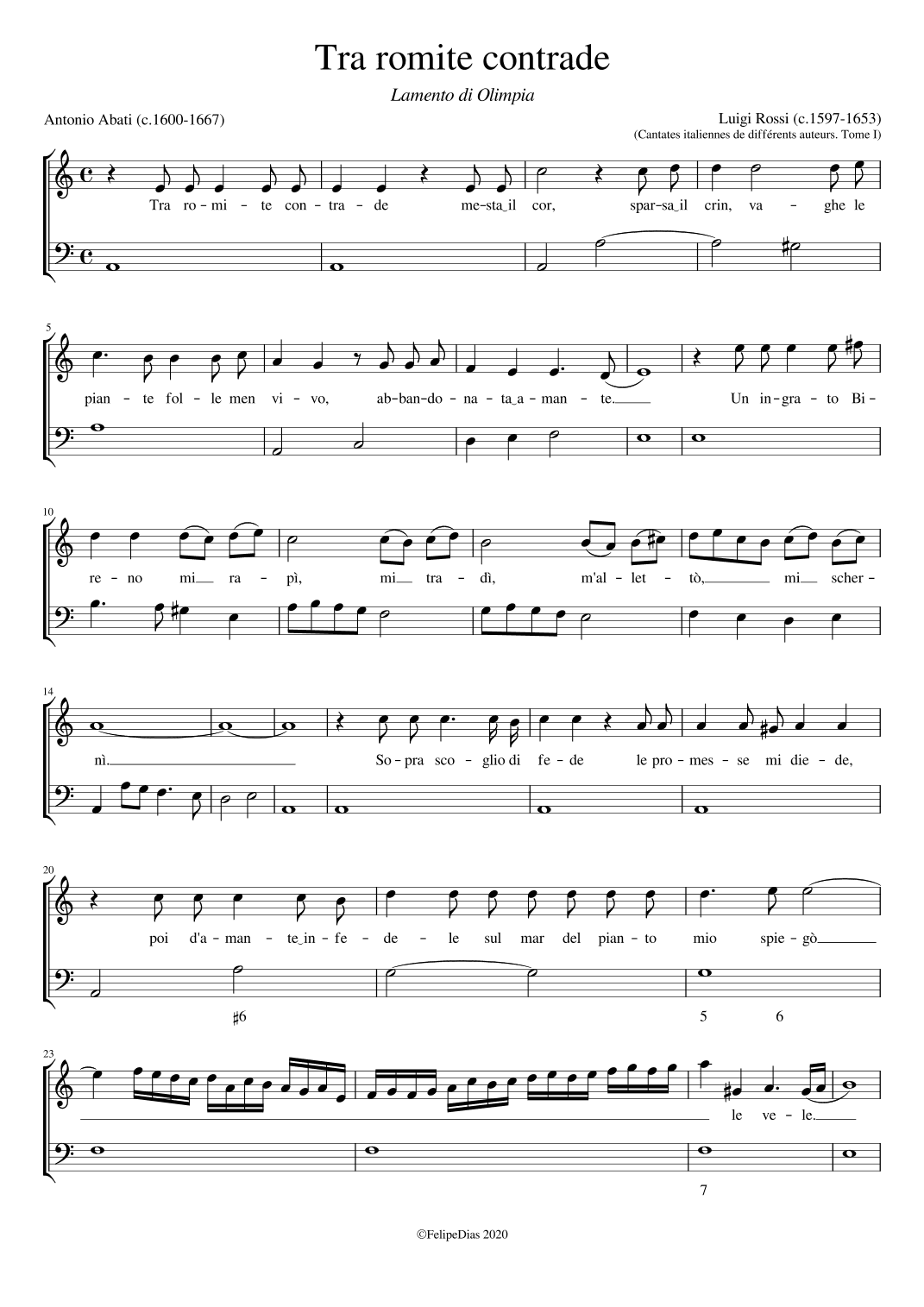 Lamento di Olimpia: Tra romite contrade (arr. Early Music Scores)