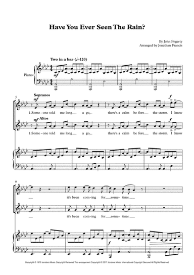 Have You Ever Seen The Rain? (arr. Jonathan Francis)