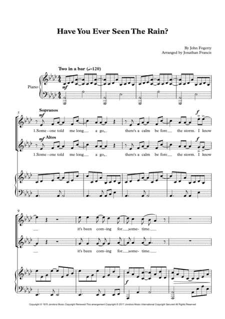 Have You Ever Seen The Rain? (arr. Jonathan Francis)