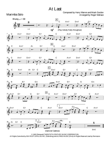 At Last (arr. Roger Wallace)