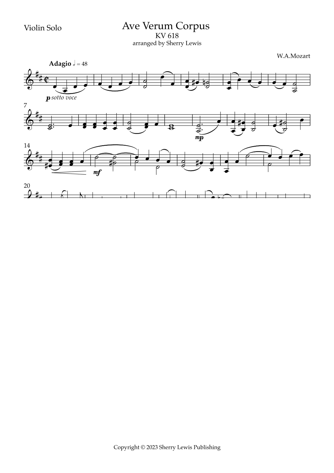 Ave Verum Corpus KV 618 (arr. Sherry Lewis)