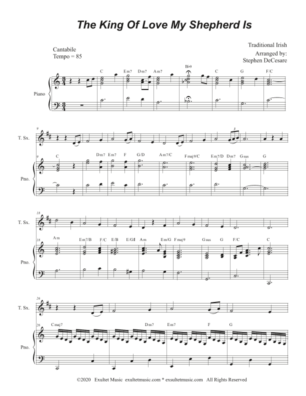 The King Of Love My Shepherd Is (Tenor Saxophone and Piano) (arr. Stephen DeCesare)