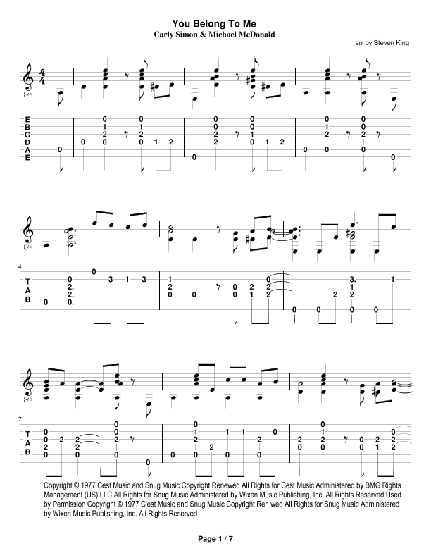 You Belong To Me (arr. Steven King)