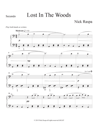 Lost in the Woods (1 piano 4 hands) Secundo