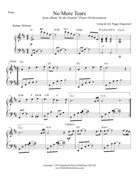 No More Tears (Solo Piano)