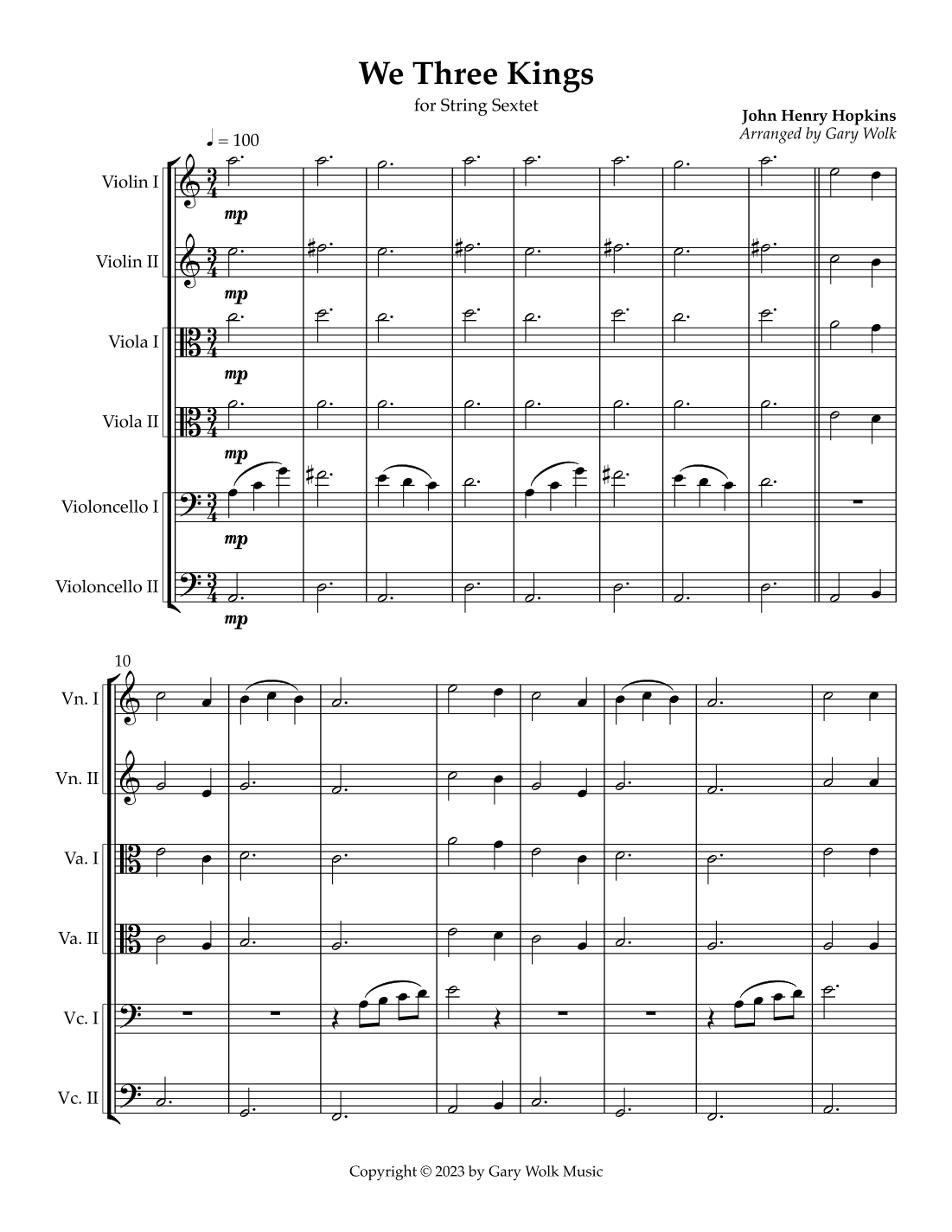 We Three Kings (arr. Gary Wolk)