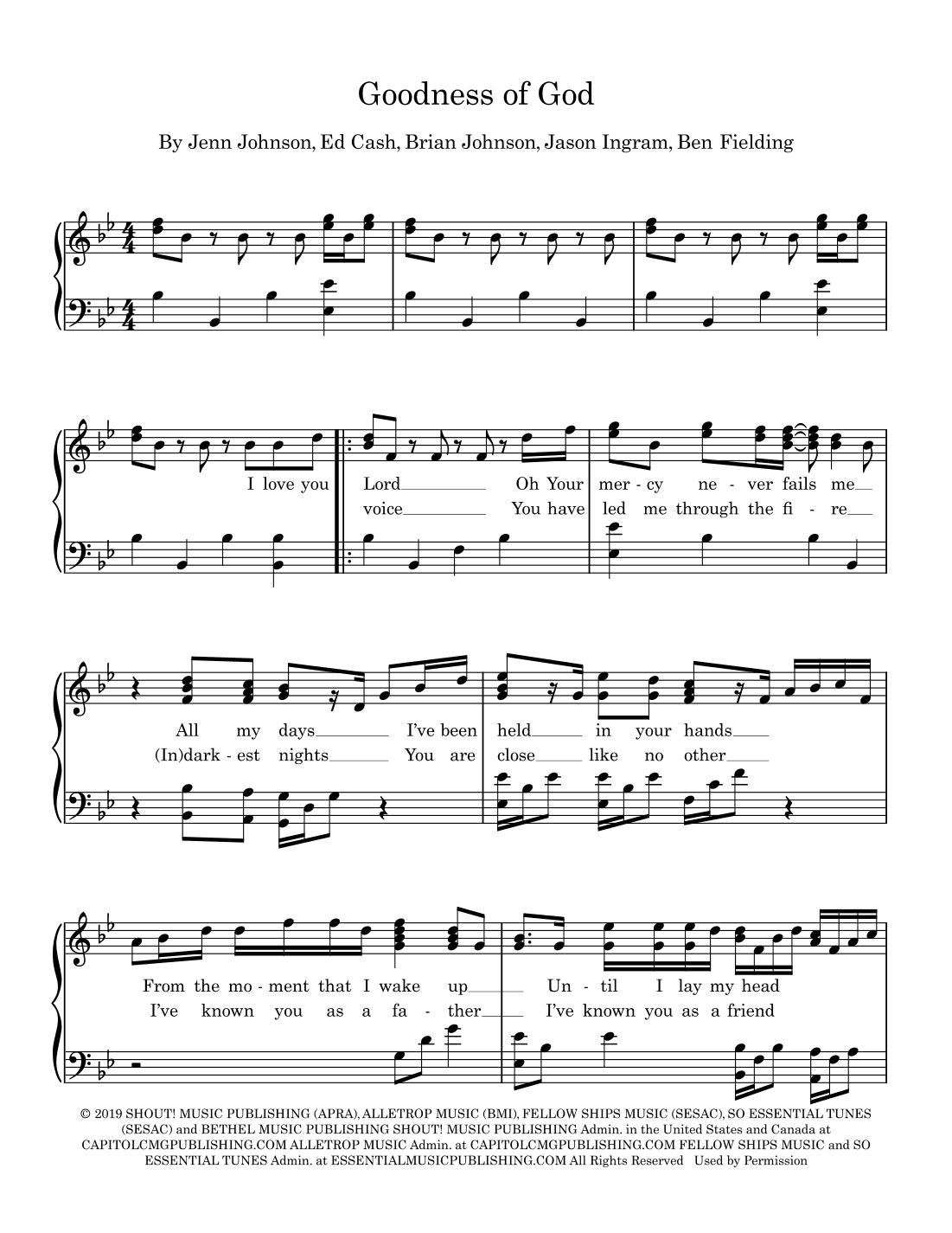Goodness Of God (arr. Julie Wormald)