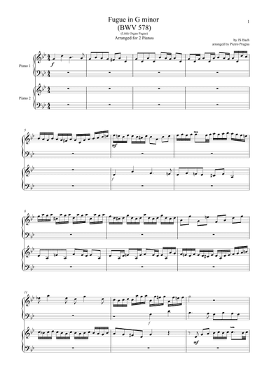 Fugue in G minor (BWV 578) ("Little Organ Fugue") by JS Bach - Arranged for 2 pianos (arr. Pietro Prugna)