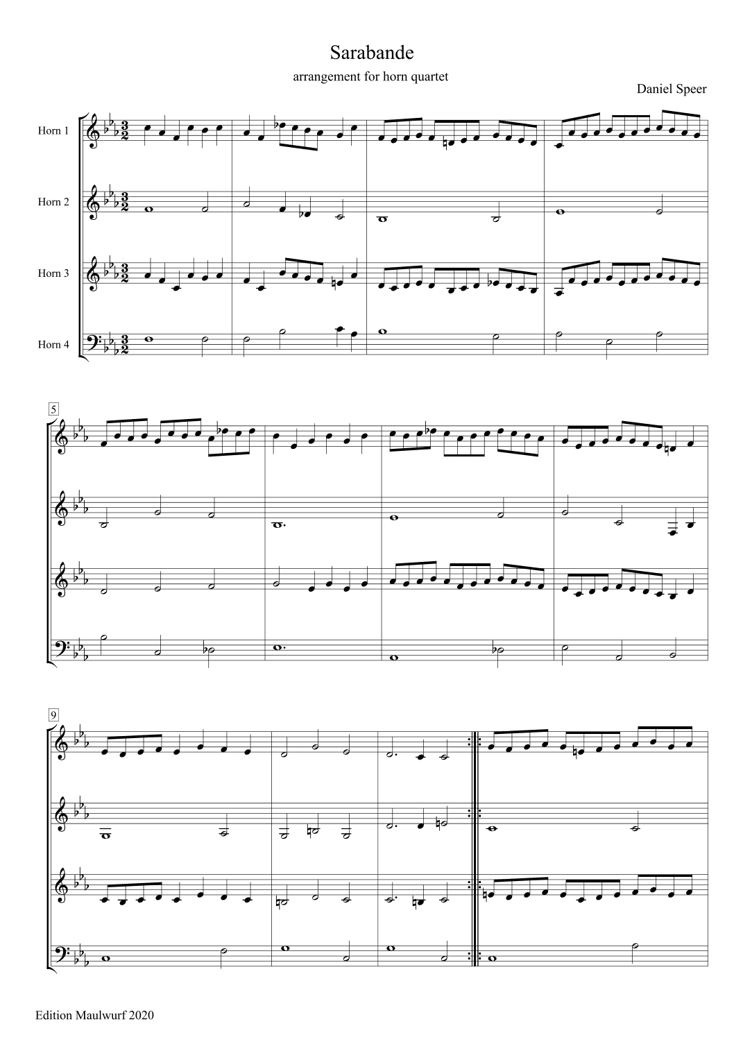 Sarabande (arr. Edition Maulwurf)