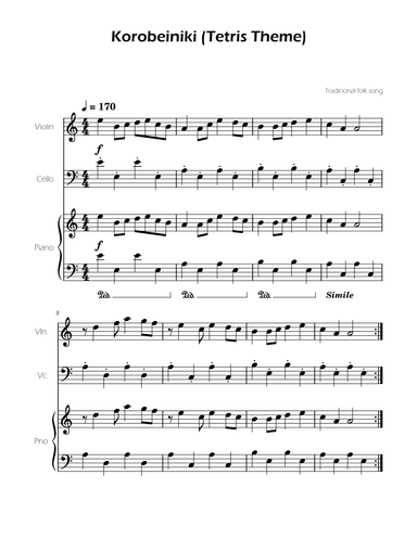 Tetris Theme for Cello and Violin (arr. Ygor Nunes)
