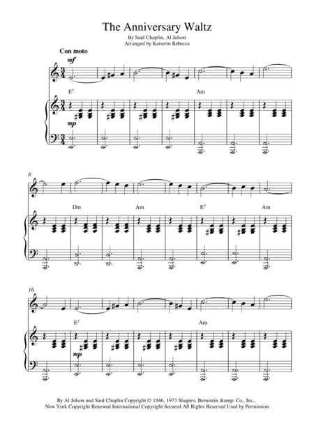 The Anniversary Waltz (arr. Kaiserin Rebecca)