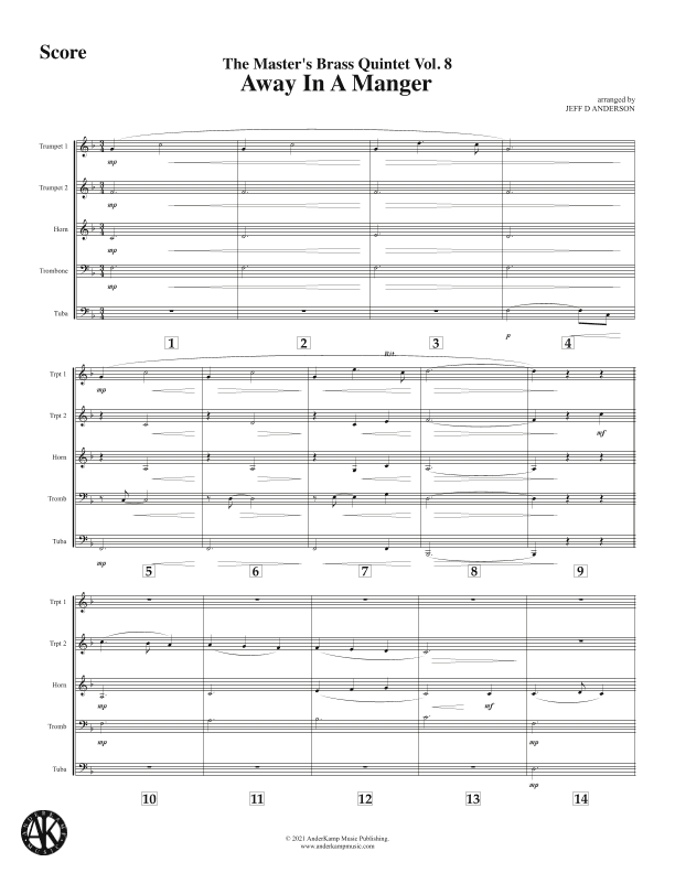 Away in a Manger for brass quintet (arr. Jeff D. Anderson)