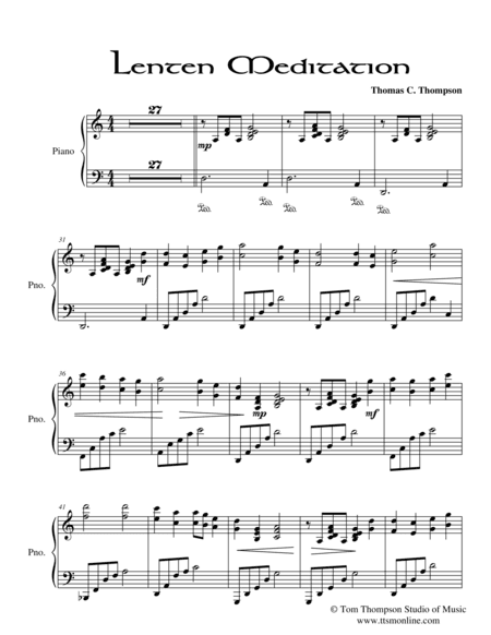 Lenten Meditation (piano score) (arr. Thomas C. Thompson)