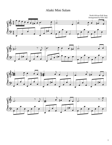 Alaiki Mini Salam (Piano Solo) (arr. Felix Sun)