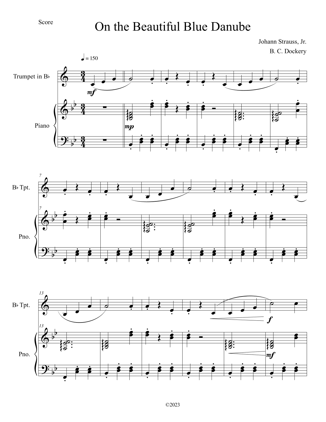 The Blue Danube (Trumpet Solo with Piano Accompaniment) (arr. B. C. Dockery)