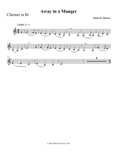 Away in a Manger: clarinet/piano (arr. Meri Dolevski)