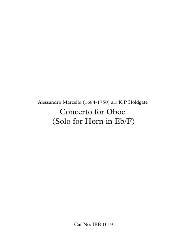 Concerto for Oboe (Solo for Horn in Eb/F) (arr. Kevin Holdgate)