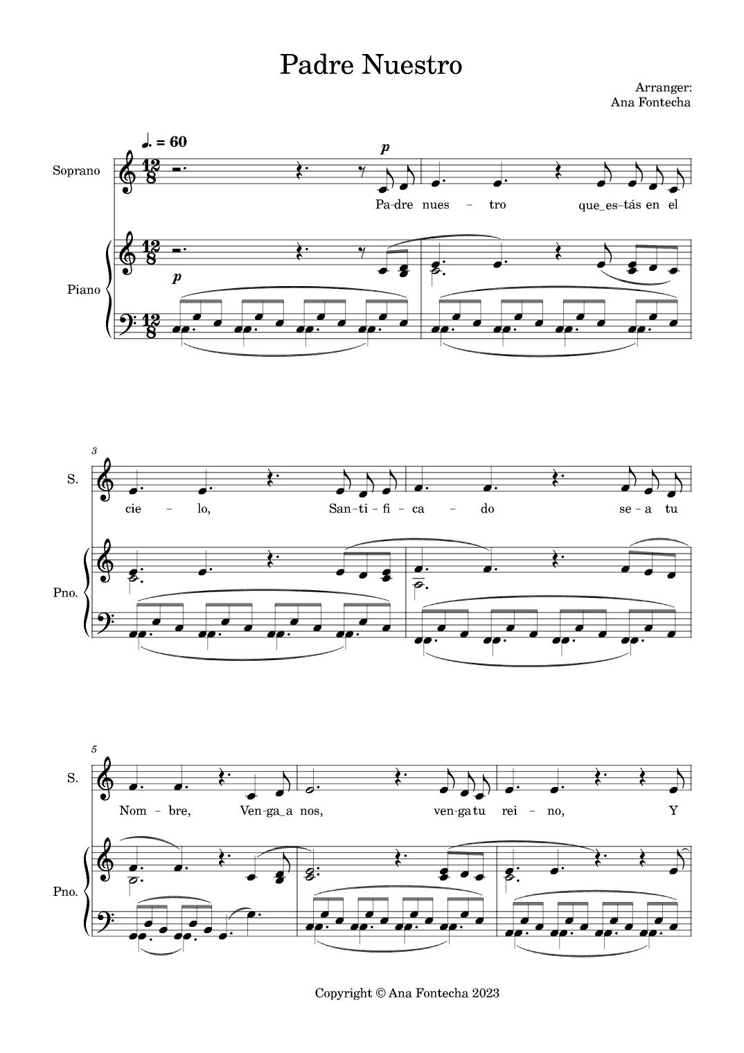 Padre Nuestro - Lord's Prayer (arr. Ana Fontecha)