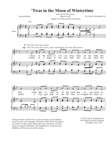 T'was In The Moon Of Wintertime (arr. John Kleinheksel)