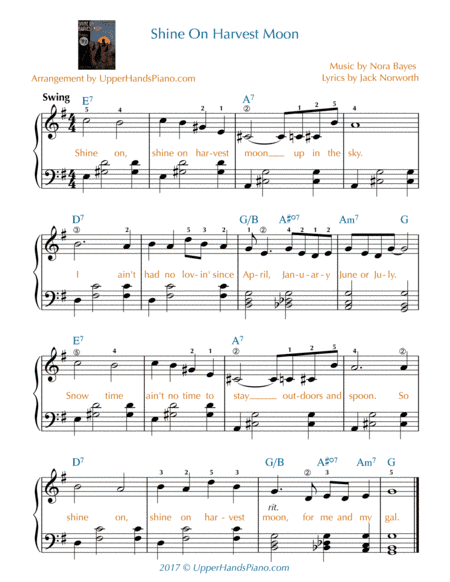 Shine On Harvest Moon - EASY PIANO (arr. Gaili Schoen for UpperHandsPiano.com)