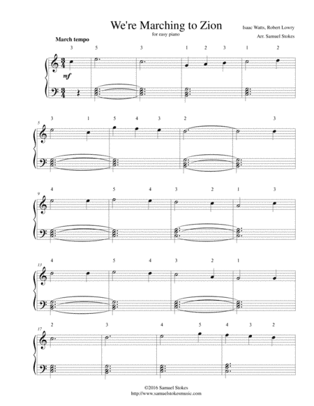 We're Marching to Zion - for easy piano (arr. Samuel Stokes)