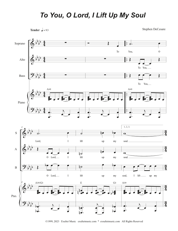 To You, O Lord, I Lift Up My Soul (Vocal Trio - (SAB)