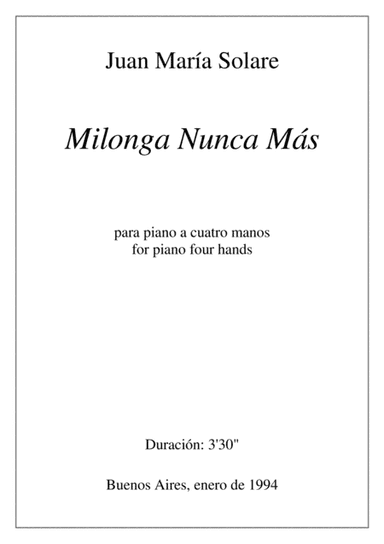 Milonga Nunca Más [piano 4 hands]