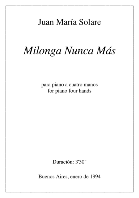 Milonga Nunca Más [piano 4 hands]