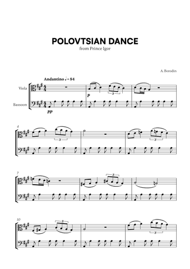 Polovtsian Dance (from Prince Igor) (for Viola and Bassoon) (arr. Cadenza Editions)
