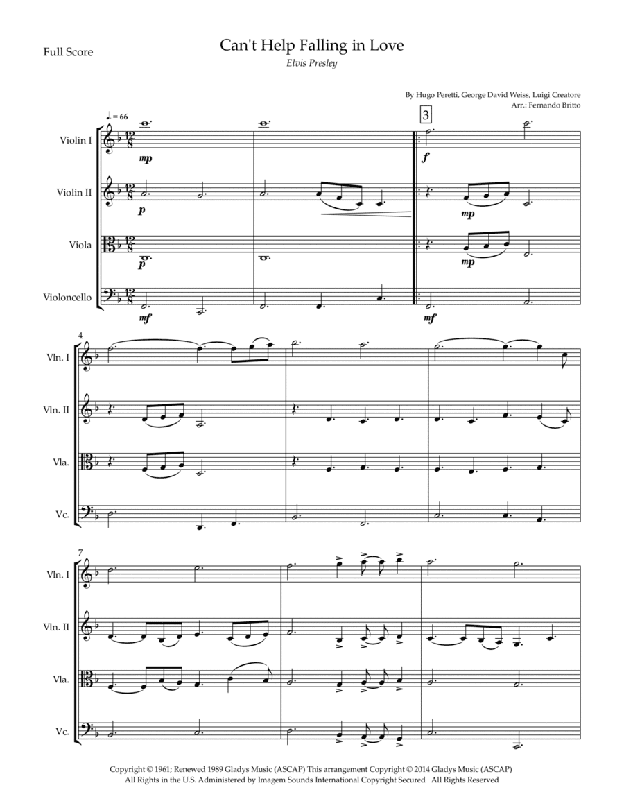 Can't Help Falling In Love (arr. Fernando Britto)