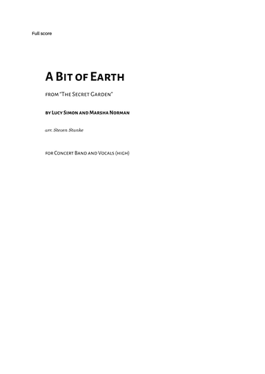 A Bit Of Earth (arr. Steven Stanke)