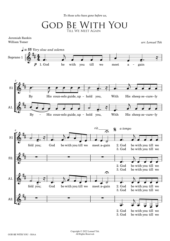 God Be With You (Till We Meet Again) (arr. Lemuel Teh)
