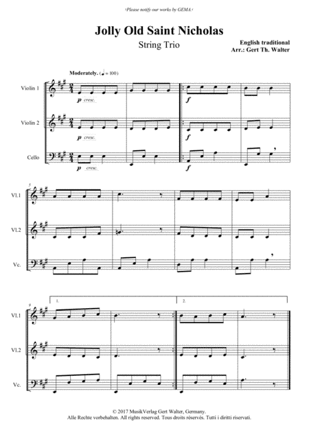 Jolly Old Saint Nicholas (arr. Gert Th. Walter)