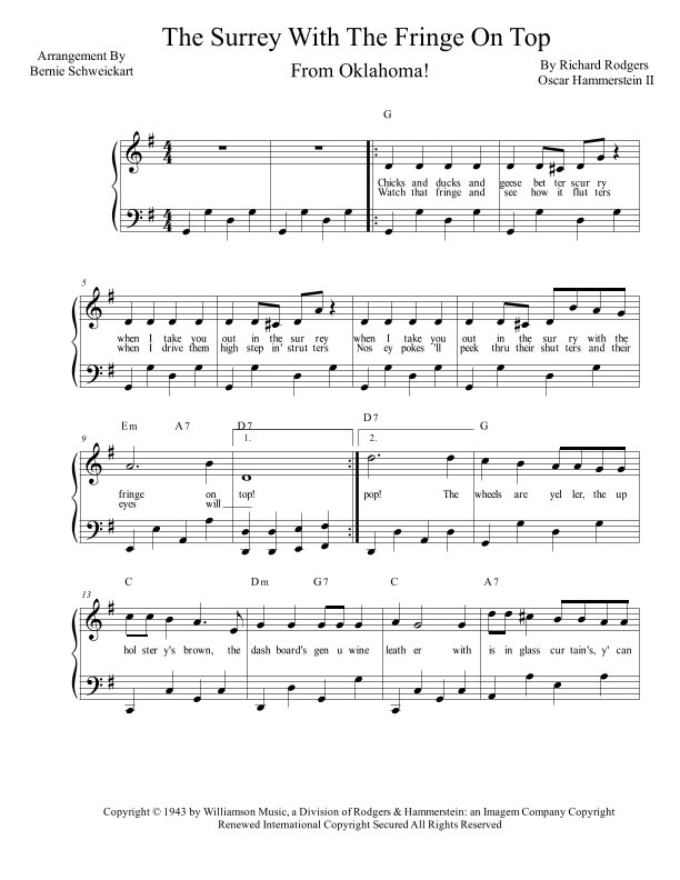 The Surrey With The Fringe On Top (arr. Bernie Schweickart)