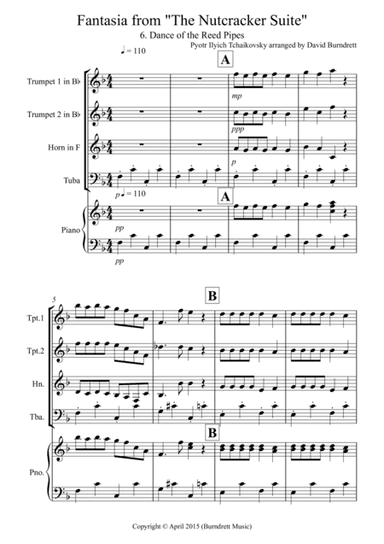 Dance of the Reed Pipes (Fantasia from Nutcracker) for Brass Quartet (arr. David Burndrett)