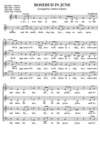 Rosebud In June A Cappella SATB (arr. Andrew Emmet)