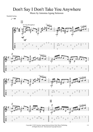 Don't Say I Don't Take You Anywhere (Solo Guitar Tablature)