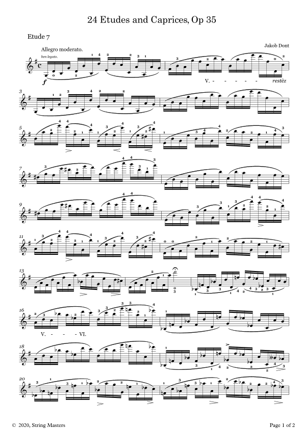 DONT 24 Etudes and Caprices Op35, for Violin No 07 (arr. String Masters)