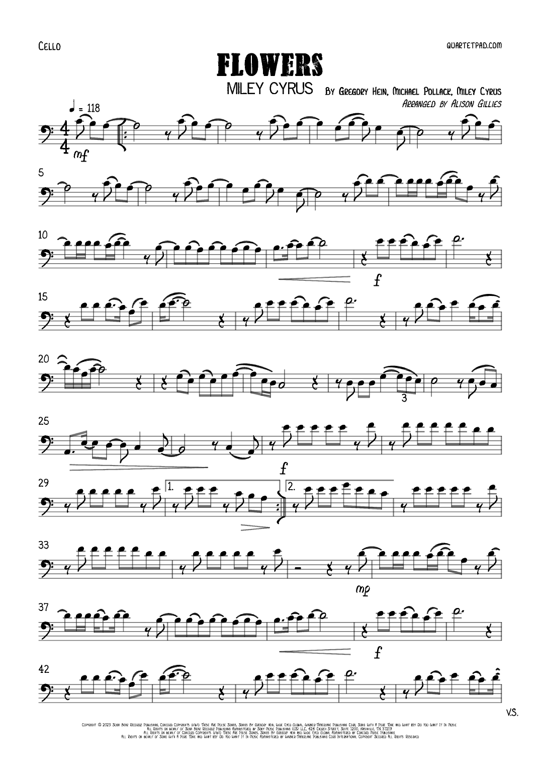 Flowers (arr. Alison Gillies)