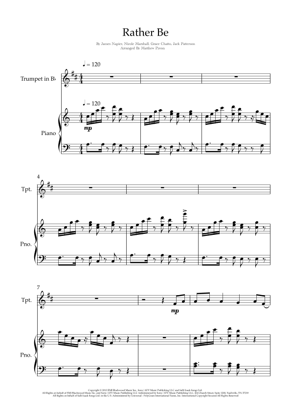 Rather Be (arr. Matthew pyeon)