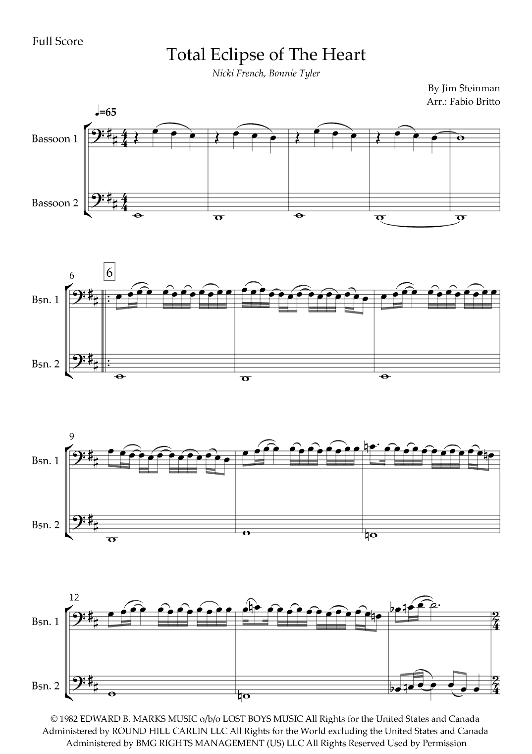 Total Eclipse Of The Heart (arr. Fabio Britto)