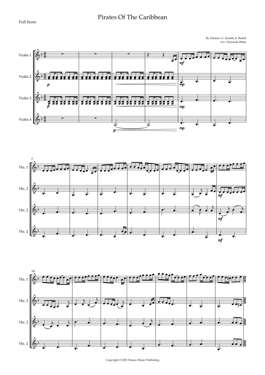 Pirates Of The Caribbean (arr. Fernando Britto)