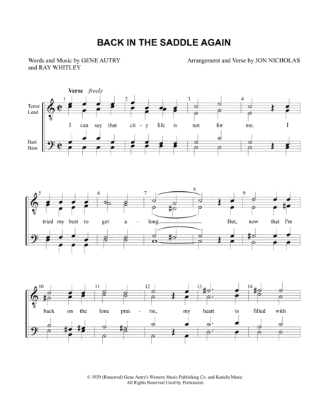 Back In The Saddle Again (arr. Jon Nicholas)