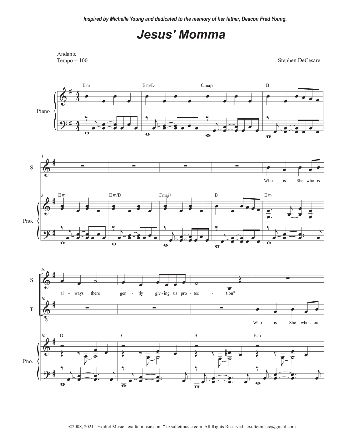 Jesus' Momma (Duet for Soprano and Tenor solo)