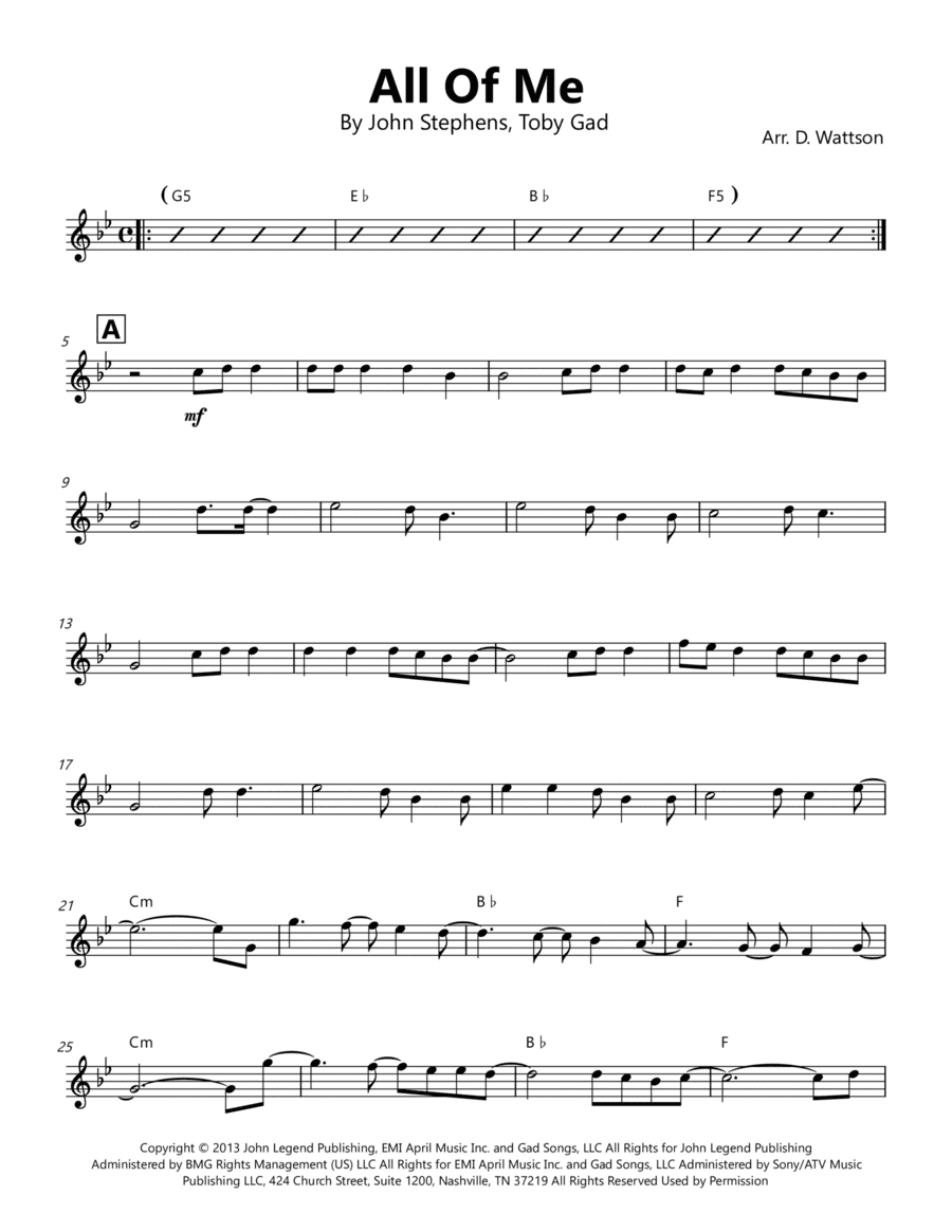 All Of Me (arr. Douglas Wattson)