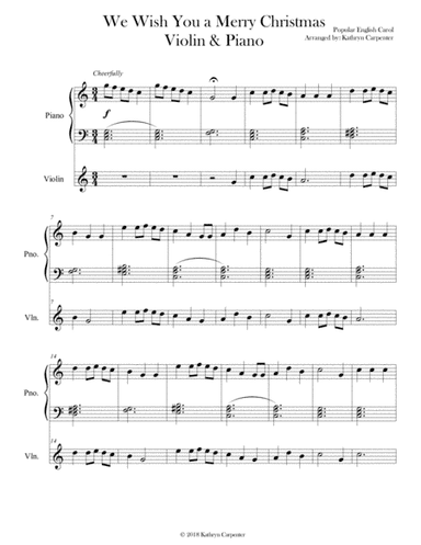 We Wish You a Merry Christmas (Easy Piano & Violin) (arr. Kathryn Carpenter)