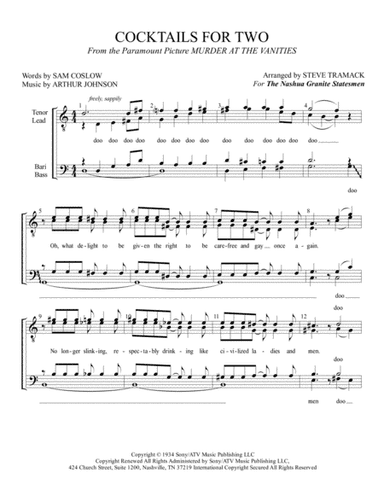 Cocktails For Two (arr. Steve Tramack)