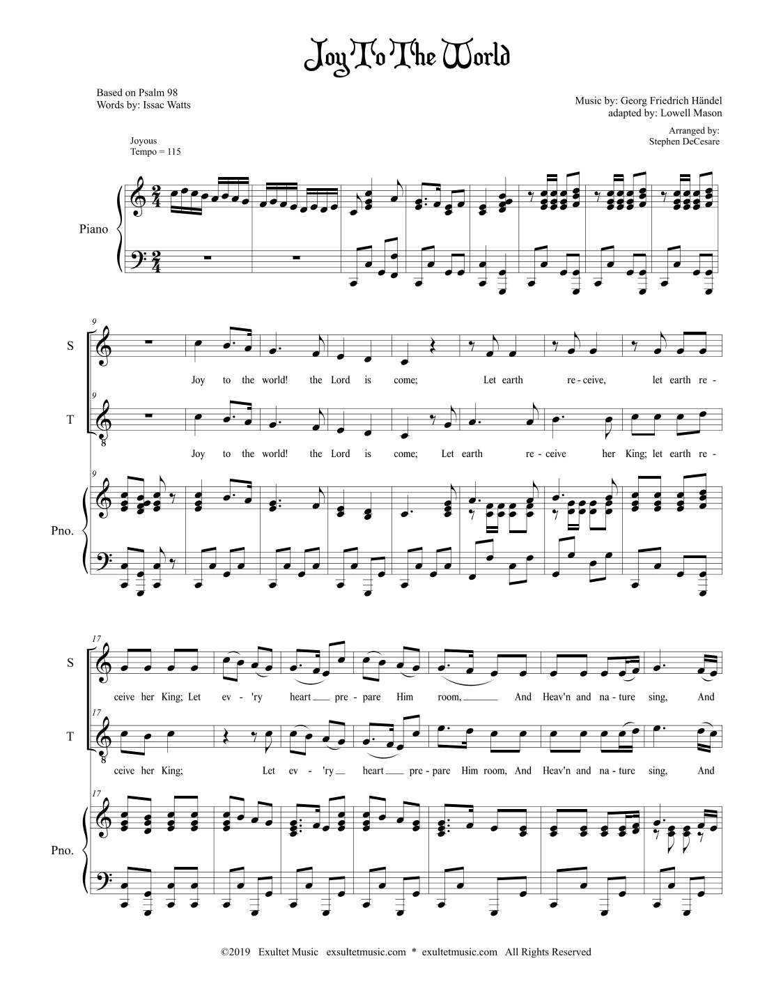 Joy To The World (2-part choir (Soprano and Tenor) (arr. Stephen DeCesare)