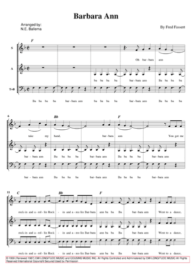 Barbara Ann (arr. N.E. Ballema)